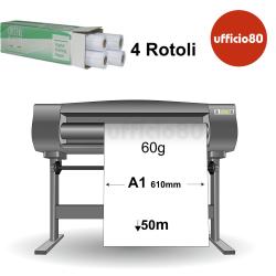 Rotolo Plotter A1 610mm x 50m 60g (Conf. 4 Rotoli)