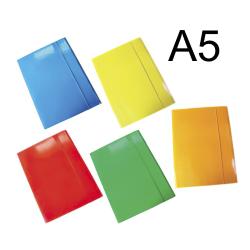 Cartellina a 3 LEMBI con ELASTICO F.to A5 (17 x25cm) colori Assortiti