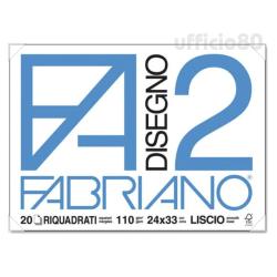 Album da disegno Fabriano F2 '4 angoli' 110g 24x33cm 20f. LISCI RIQUADRATI 