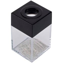 Dispenser per fermagli nero/trasparente quadrato 4,2x4,2x7cm