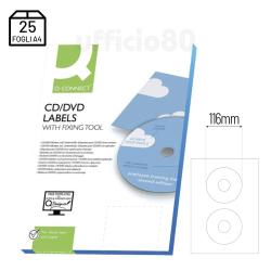 Etichette CD adesive Diam 116mm in fogli A4 Stampabili Laser-Inkjet Conf.25ff