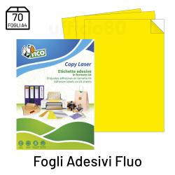 Etichette Autoadesive COLORATE Fluo A4 Laser-Inkjet Conf.70fogli