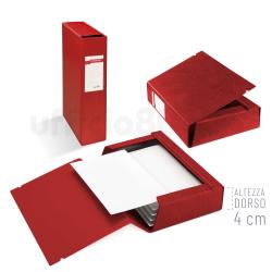 Scatola archivio Rossa con elastico Dorso 4cm rivestita in pvc