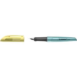 Penna stilografica Stabilo Flow inchiostro blu fusto giallo/azzurro metallizzato