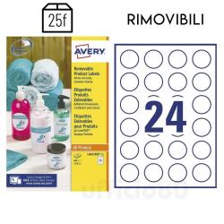 Etichette Rimovibili Avery in fogli A4 per Laser-Inkjet Conf.25ff
