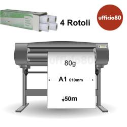 Rotolo Plotter A1 610mm x 50m 80g (Conf. 4 Rotoli)