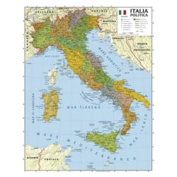 Carta geografica Italia Politica/Fisica plastificata con aste 100x140cm 