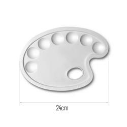 Tavolozza ovale 24x17 cm  bianca in plastica 7 scomparti
