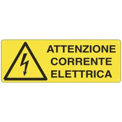 Cartello di pericolo "Attenzione corrente elettrica" 35x12,5cm in alluminio