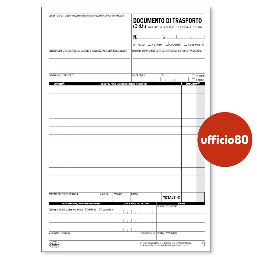 N. 3 Registri per Documento di Trasporto DDT Doppia Copia 21,5x14,8 50  fogli
