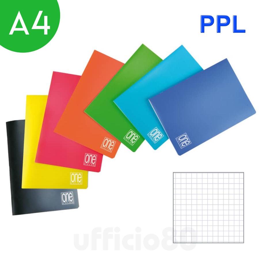 Quaderni ONE COLOR copertina plastica PPL A4 40 pag. (Quadretti 5mm - 5M)