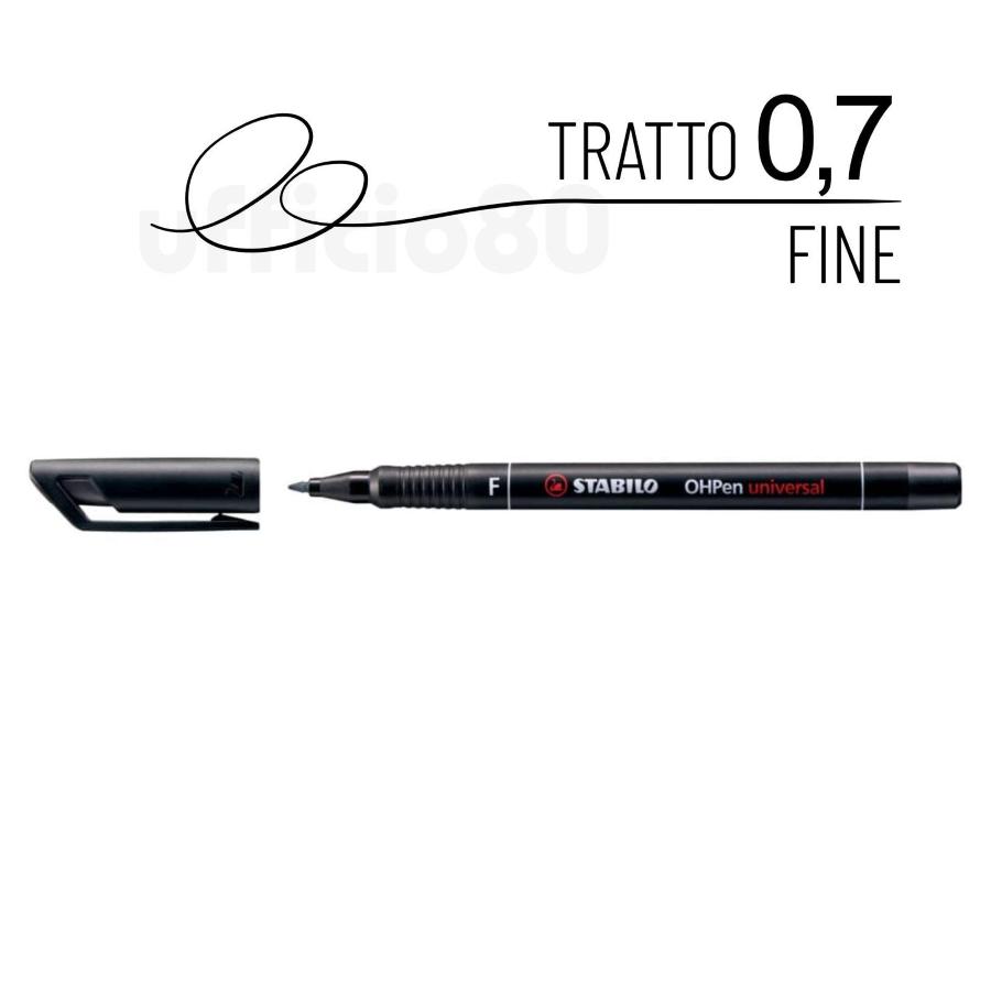 Penne Stabilo OHPen universal Fine (F) 0,7 mm assortiti astuccio da 4 -  842/4
