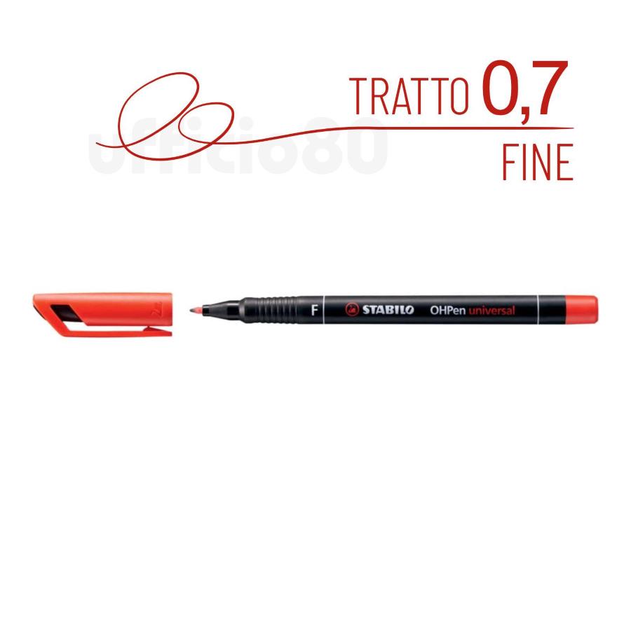 Stabilo OHPEN F Pennarello Fine 0.7mm (Rosso)