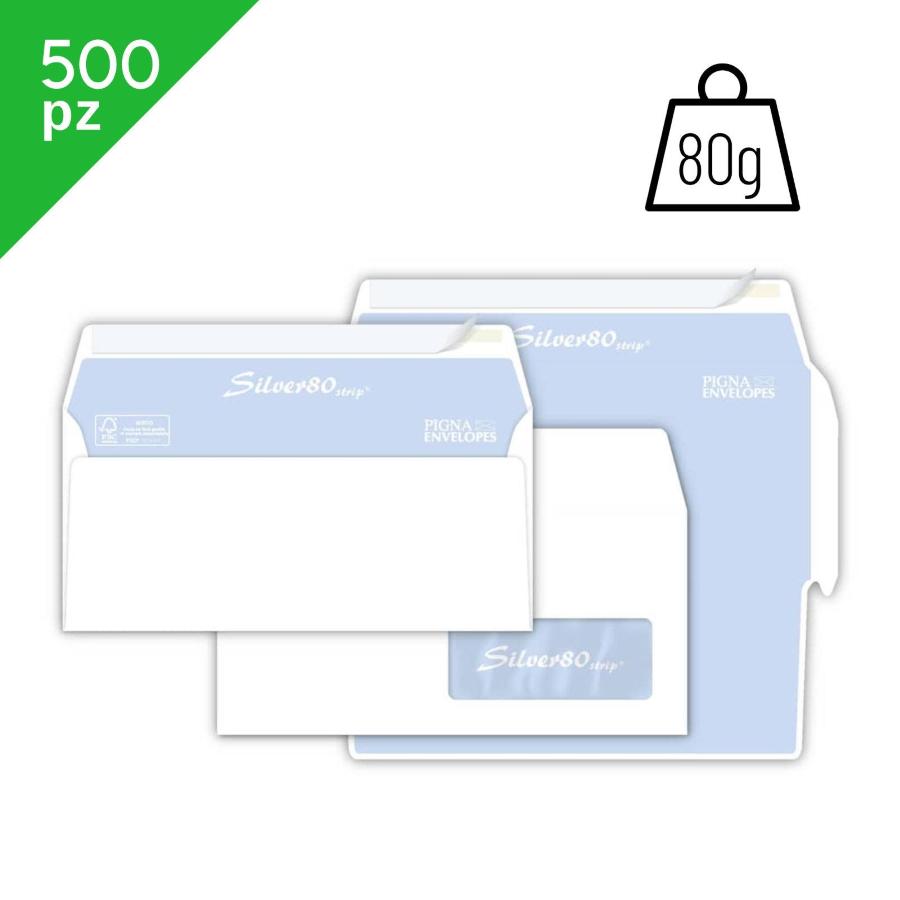 Buste commerciali con finestra Silver 80g 110x230mm bianco conf.500