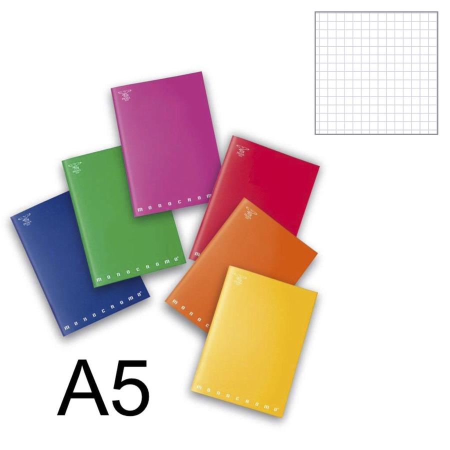 Pigna Monocromo - Quaderni a quadretti 5 mm, Formato A5, Colori