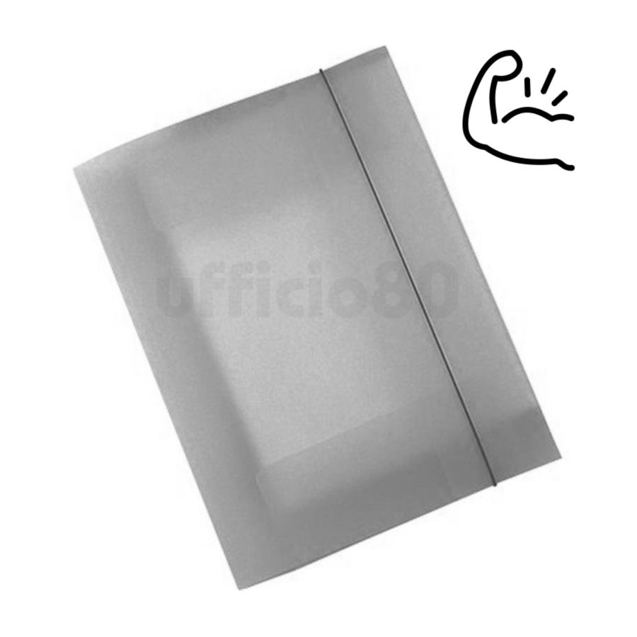 Cartellina Resistente PPL con elastico 25x35cm grigio trasparente