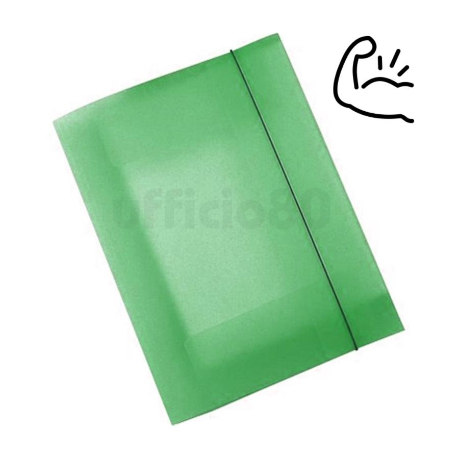 Cartellina Resistente PPL con elastico 25x35cm verde trasparente