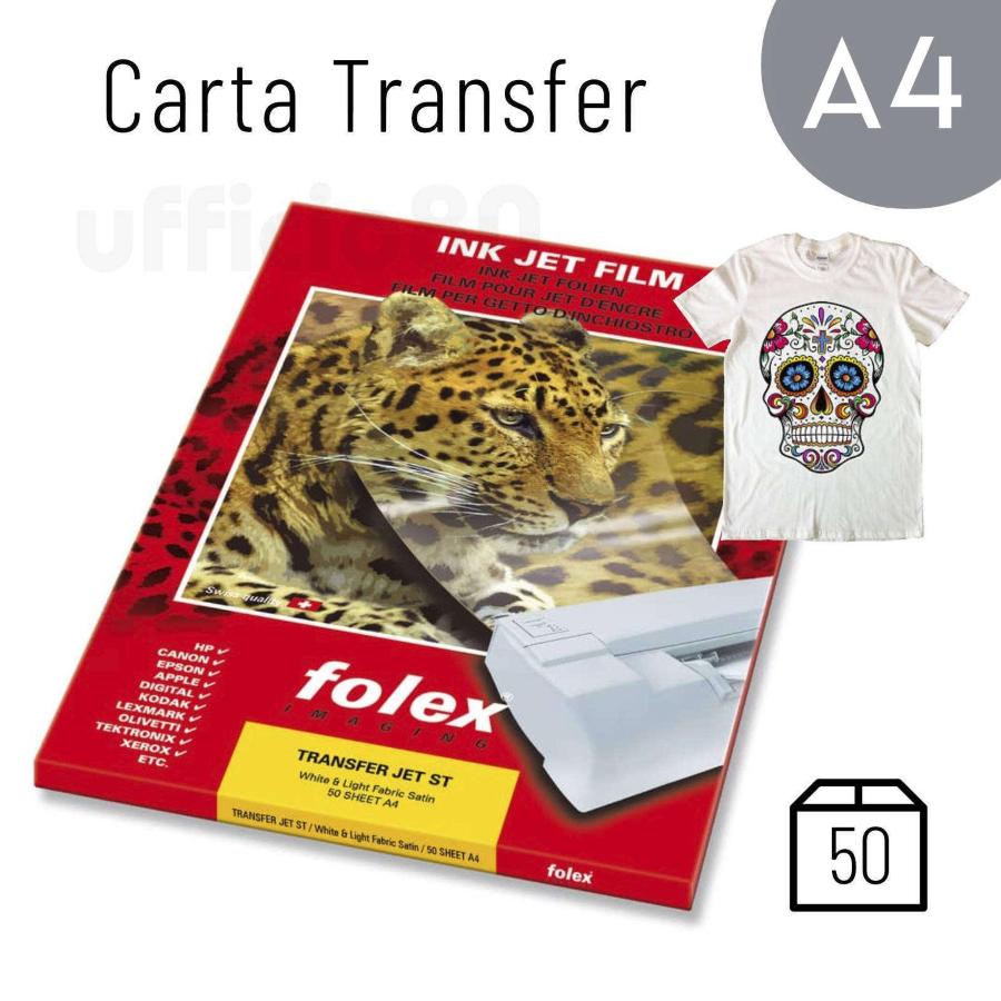Carta Transfer per Tessuti A4 per stampanti Inkjet Conf.50 fogli