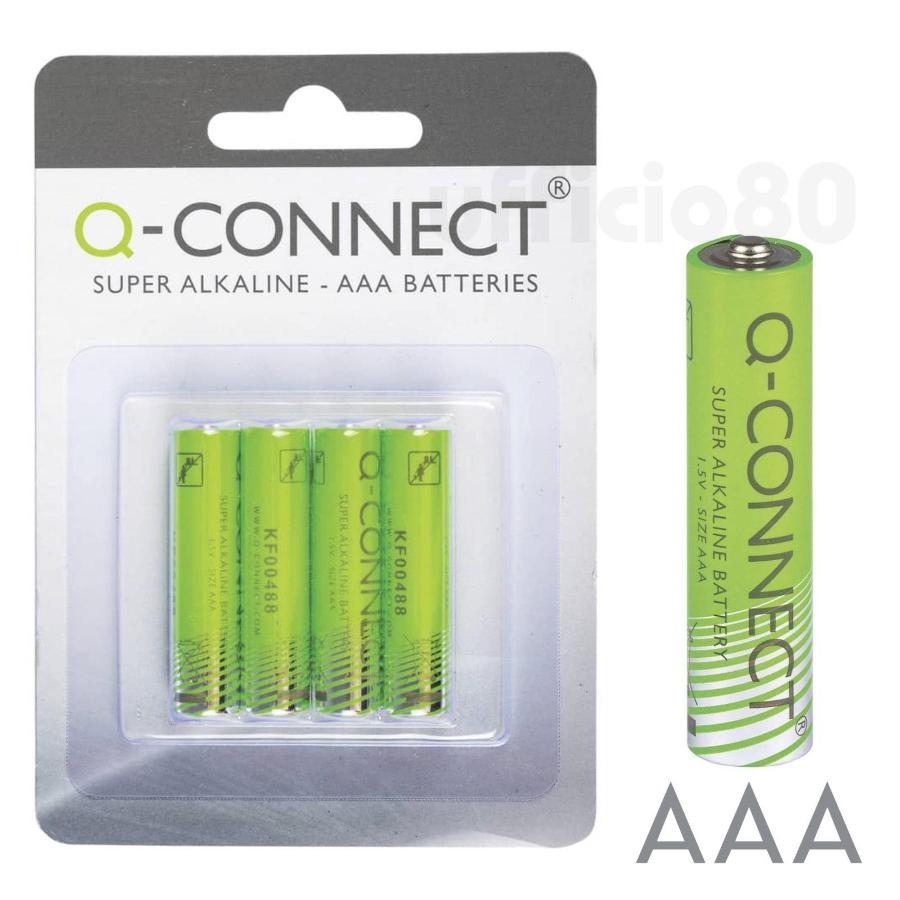 Batterie ministilo Pile AAA alcaline Q-Connect 1,5V Blister 4pz