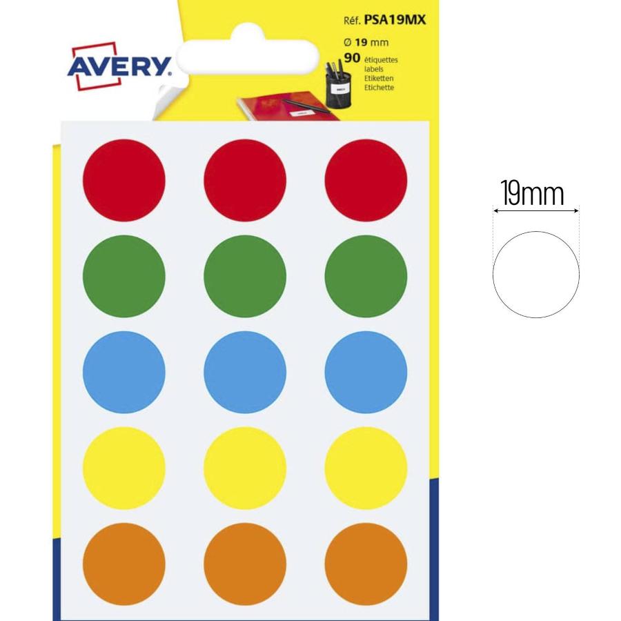 Etichette rotonde colorate Diametro 19mm Conf.6 fogli (Colori assortiti)