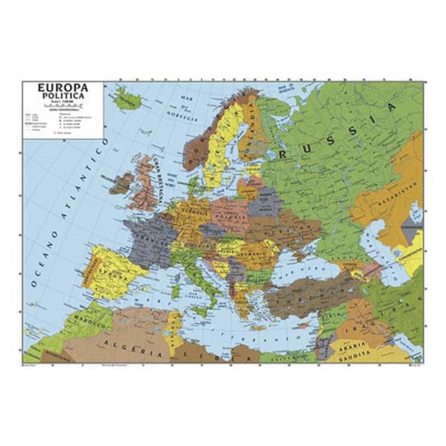 Carta geografica Europea Politica/Fisica plastificata con aste 100x140cm