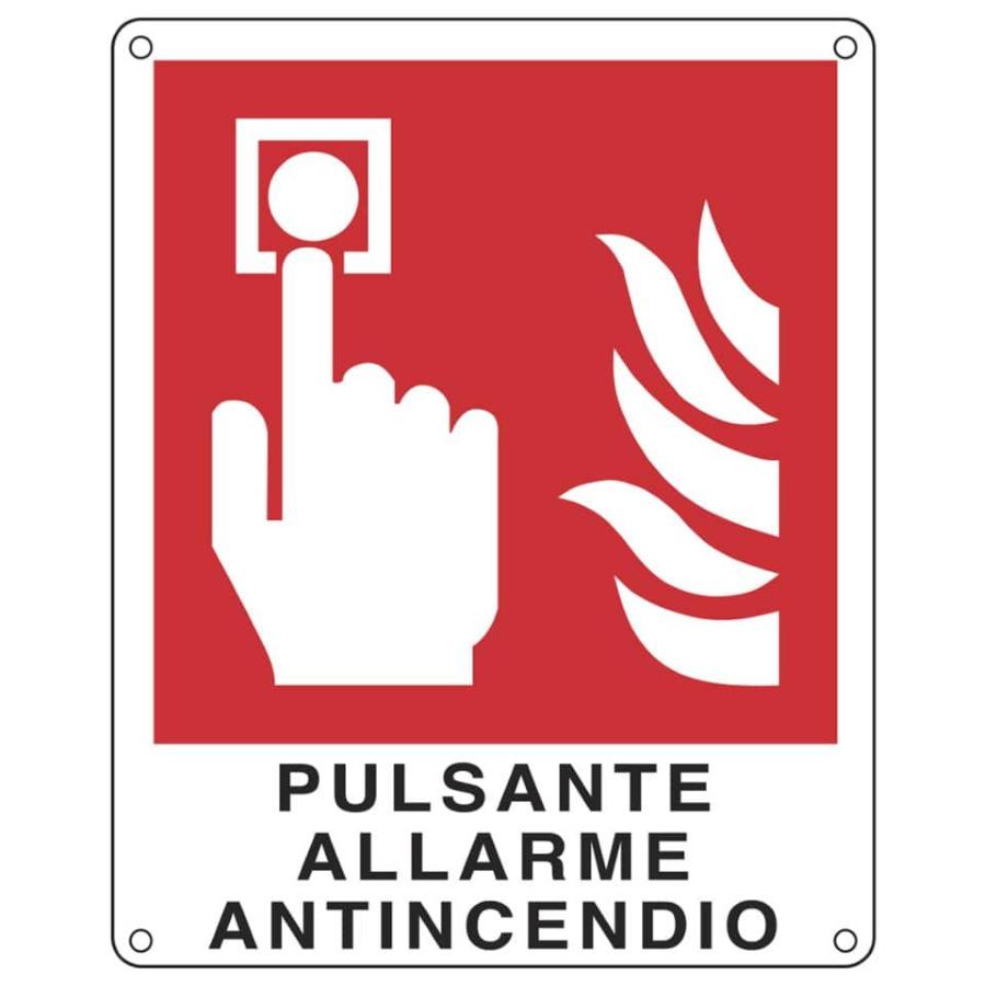 Cartello antincendio "pulsante allarme antincendio" 12x14,5cm  in alluminio  