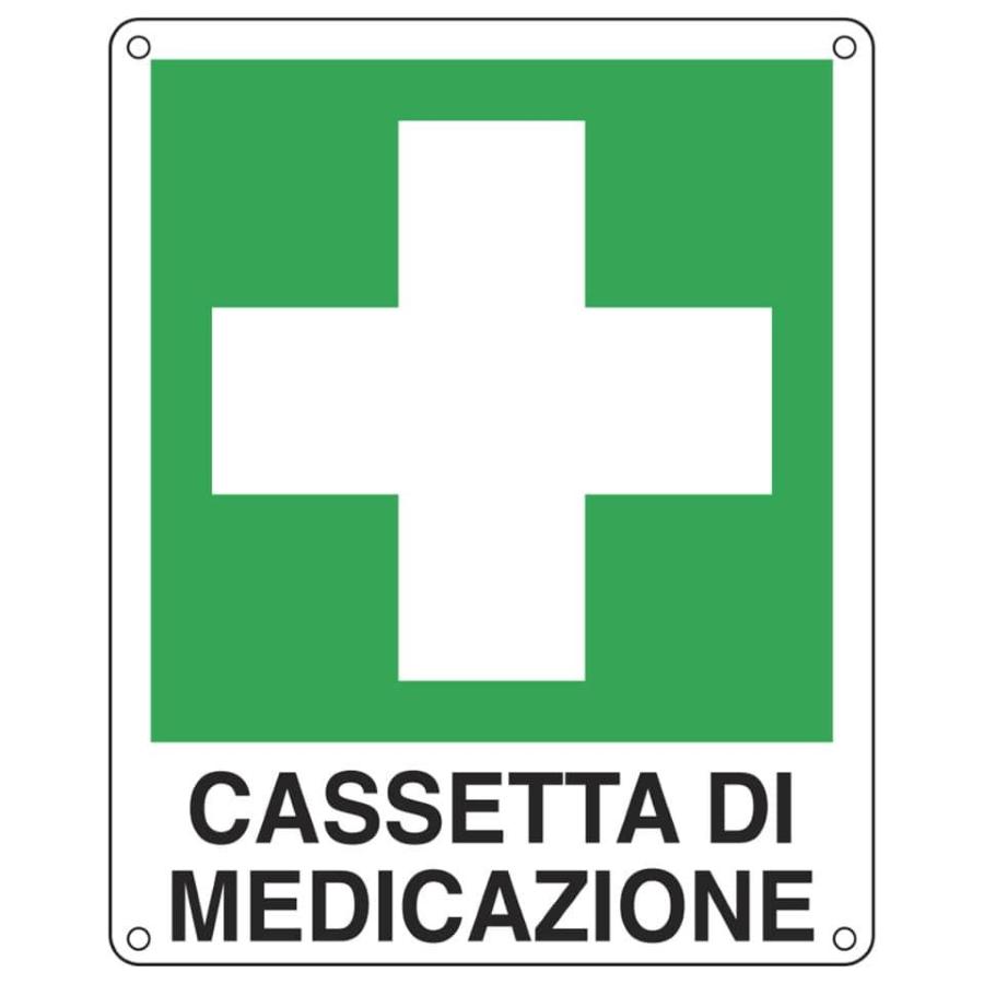 Cartello d'emergenza "Cassetta di medicazione" 16x21cm in alluminio