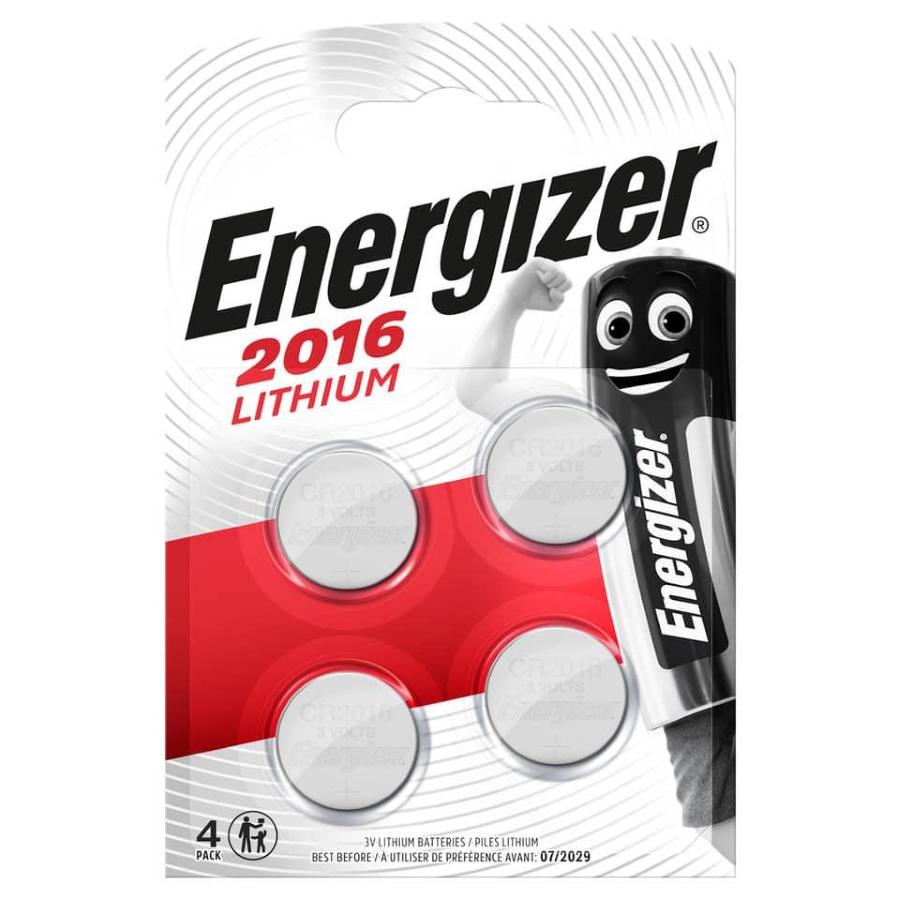 Batterie al litio a bottone Lithium BP4 3V Conf. 4 pz rossa Energizer CR2016