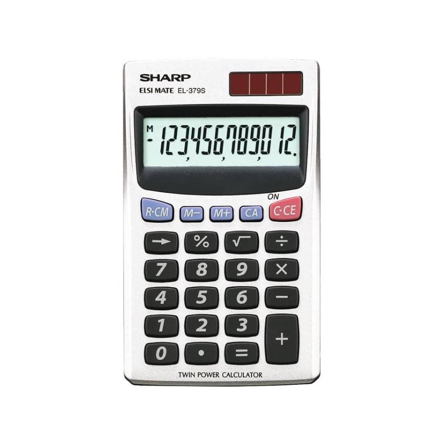 Calcolatrice tascabile a doppia alimentazione SHARP 7x12cm con display a 12 cifre argento
