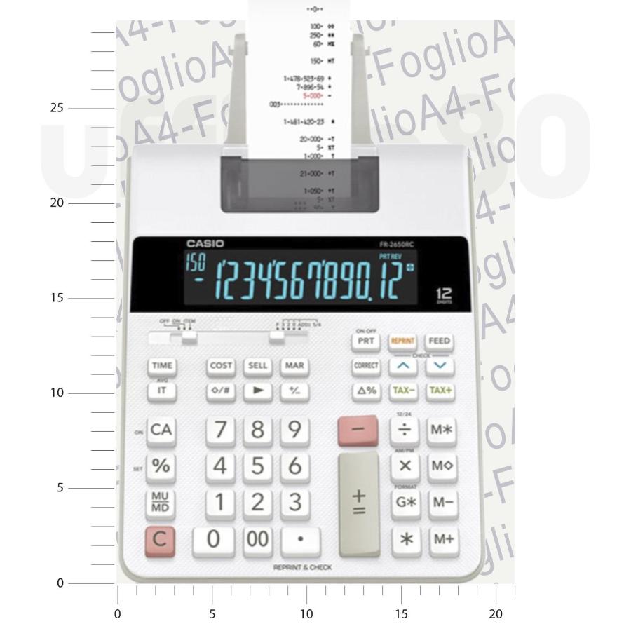 Calcolatrice scrivente Casio semi-professionale 19,5x26cm con alimentatore