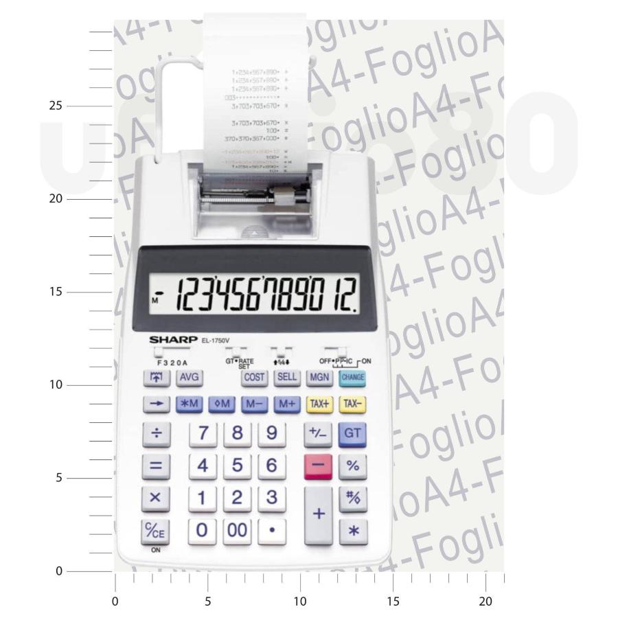 Calcolatrice scrivente a doppia alimentazione SHARP EL-1750V con