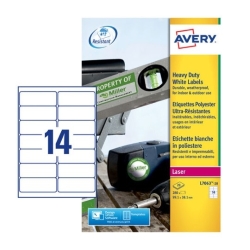 Etichette permanenti poliestere bianche Avery 99,1x38,1 mm 14 et/foglio per stampanti laser conf. 20 fogli