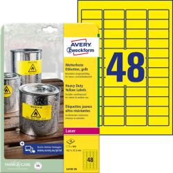 Etichette permanenti poliestere giallo Avery 45,7x21,2 mm 48 et/foglio per stampanti laser cf.20 fogli