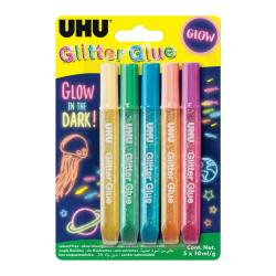 Colla Glitter Uhu Glue Glow in the dark 10 ml colori assortiti Confezione da 5 pezzi