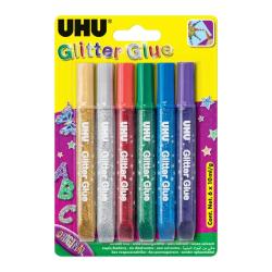 Colla Glitter Uhu Original colori assortiti 6 tubetti da10 ml