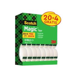 Nastro adesivo Scotch® Magic 810 19 mm x 33 m trasparente opaco Value Pack 20 rotoli + 4 GRATIS