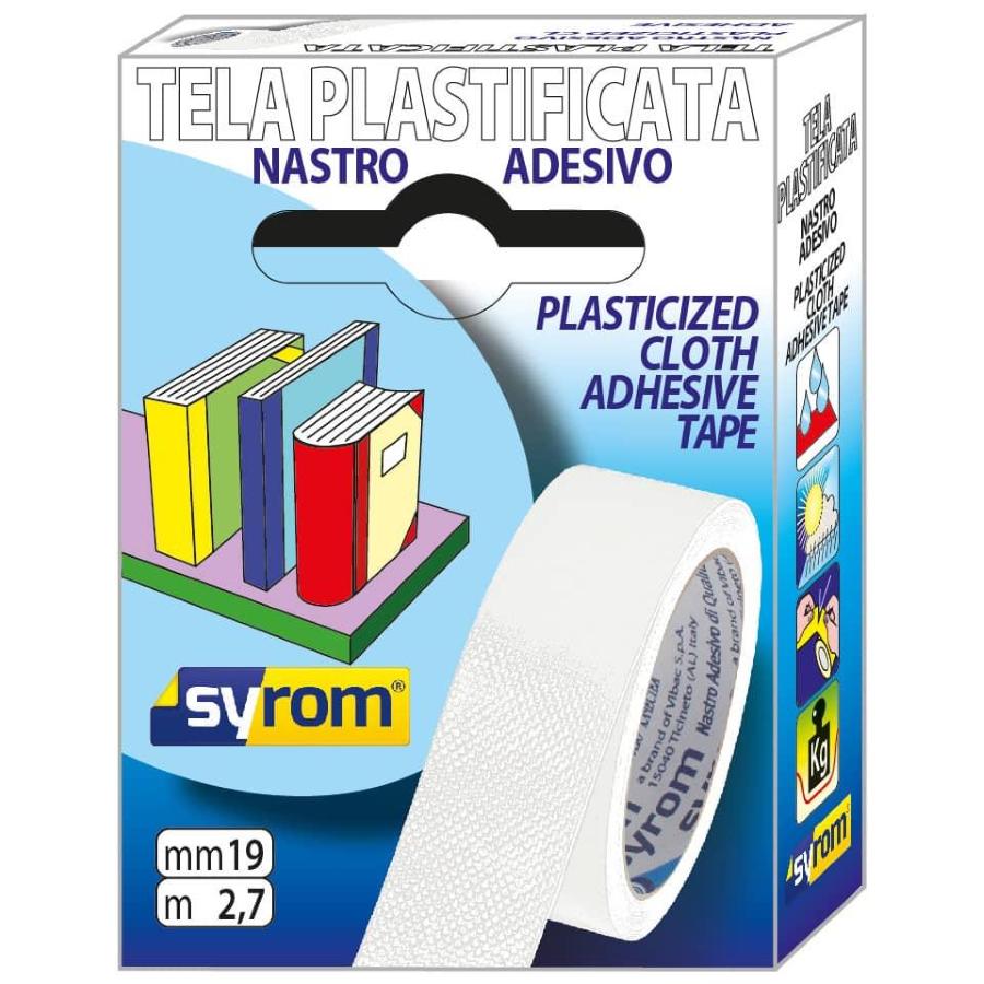 Nastro adesivo TELATO plastificato Syrom 19mm x 2,7metri (Bianco)