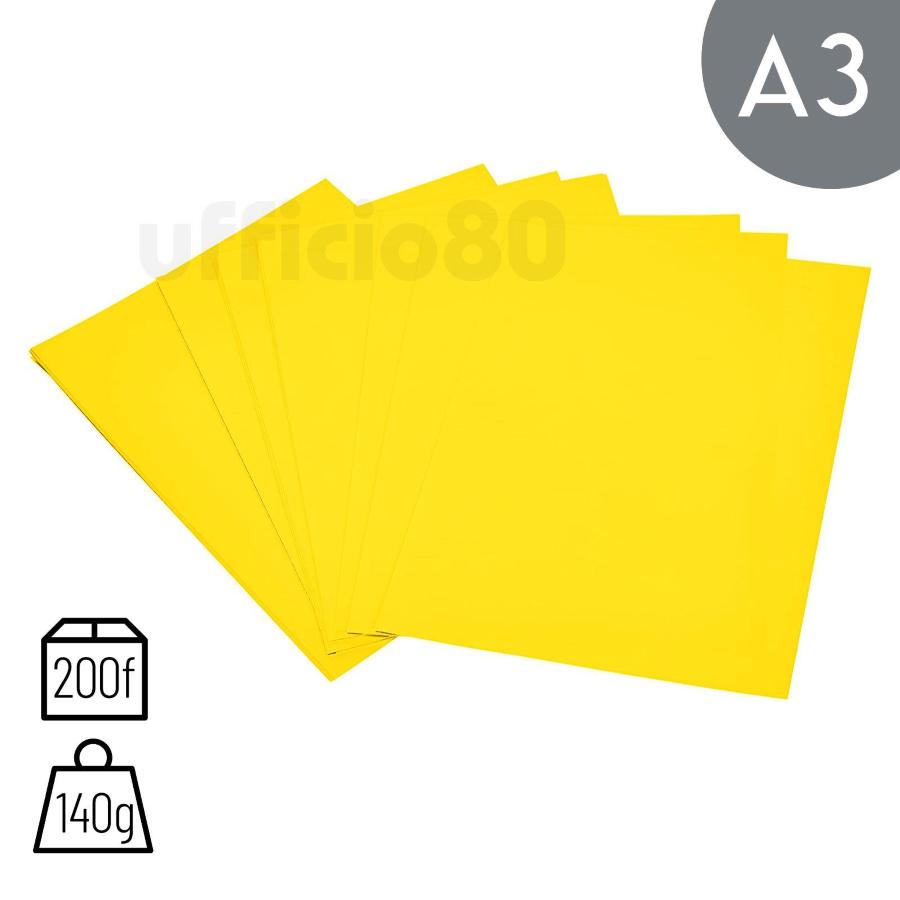 Cartoncini Colorati A3 140g 200fg Rismaluce Colore Forte (Giallo)