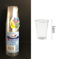 Bicchieri trasparenti in polistirene conf. 20 pz Riutilizzabili 50 ml