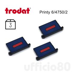 Cuscinetto inchiostrato di Ricambio 6/4750/2 per timbri TRODAT Printy Conf.3pz Blu/Rosso