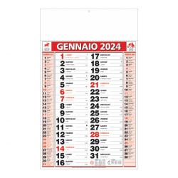 Calendario Olandese Medio Rosso 28,8x47cm (testata 28,8x9,8cm)