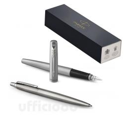 Kit Parker - Penna a sfera a scatto Jotter M Stainless Steel CT + Stilografica M
