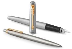Gift set DUO Parker - Penna a sfera Jotter Stainless Steel GT + stilografica inchiostro blu