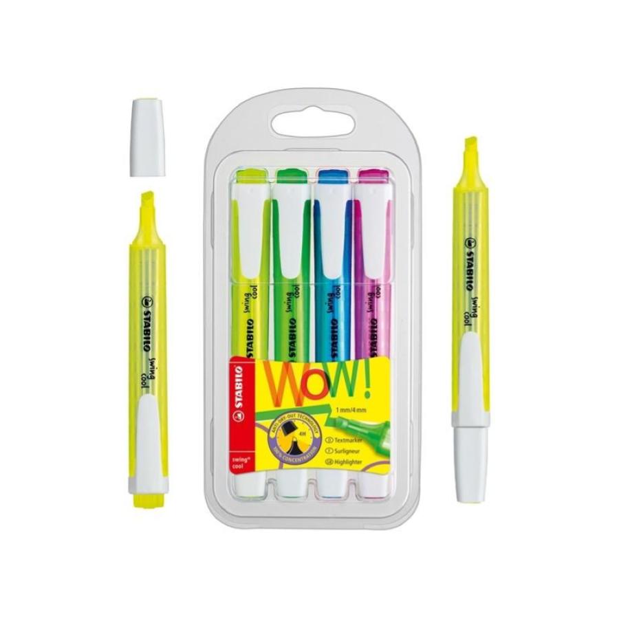 Evidenziatori Stabilo Swing® Cool 1-4 mm assortiti fluo - Conf. 4 pezzi