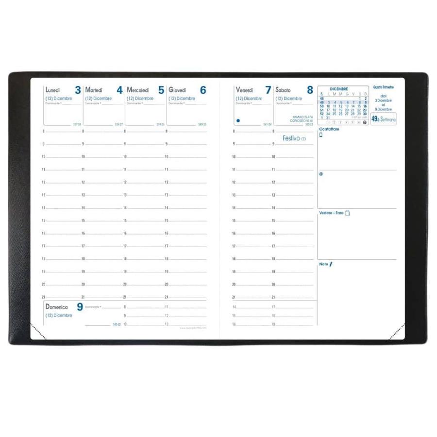 Agenda settimanale 2026 Quo Vadis Rigiro - Impala 9x12,5 cm nero