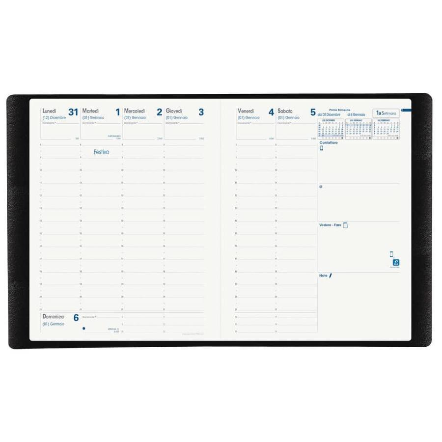 Agenda settimanale 2026 Quo Vadis Presidente Equology Riciclata Multi 21x27 cm nero