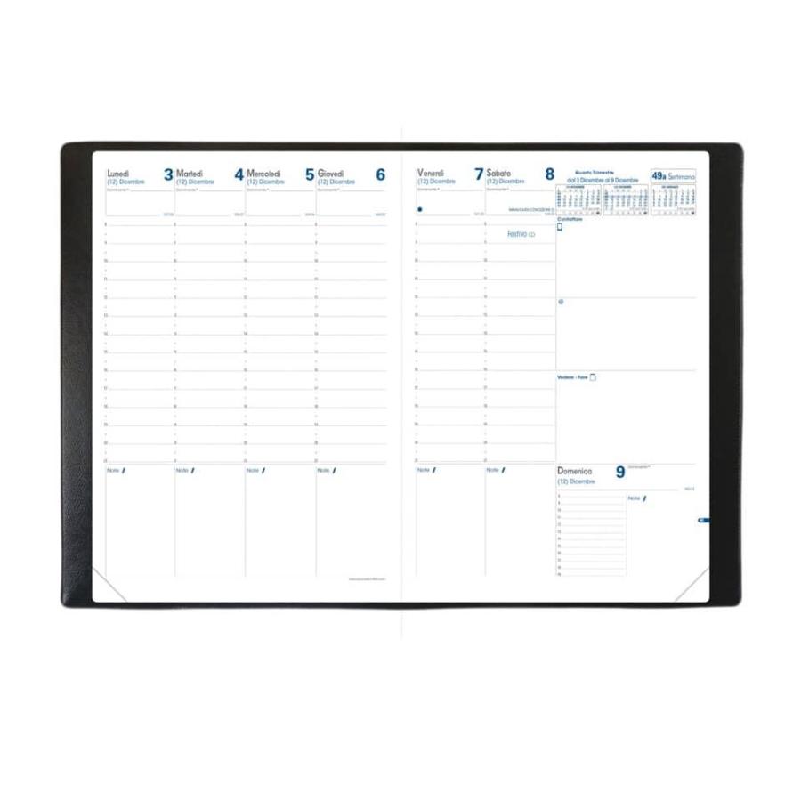 Agenda settimanale 2026 Quo Vadis Prenote Club 21x29,7 cm nero
