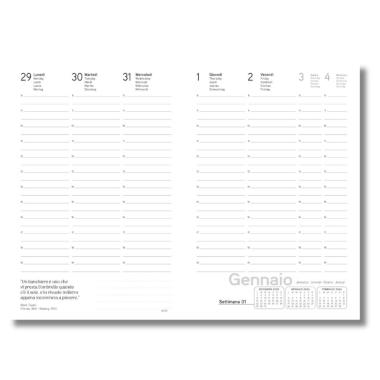 Agenda settimanale Biembi 2026 azzurro spiralata con copertina in cuoio rigenerato 15x21 cm