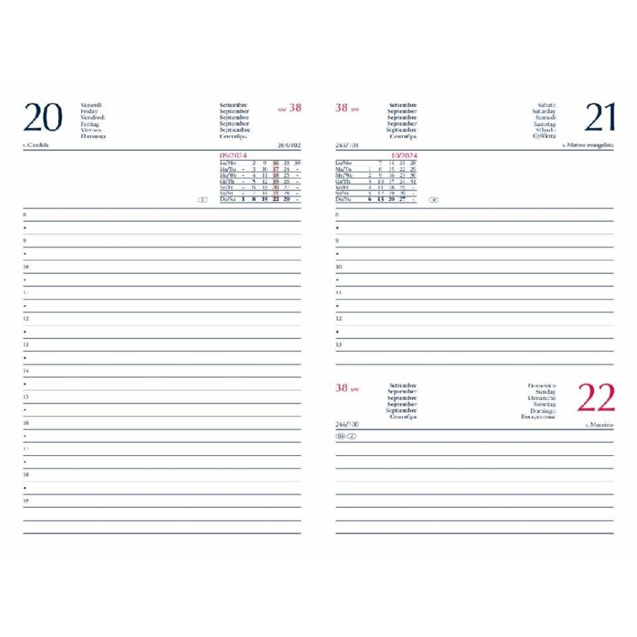 Agenda 2026 Giornaliera S/D abbinati 11x16,5 cm Gommato blu 26-062100401C