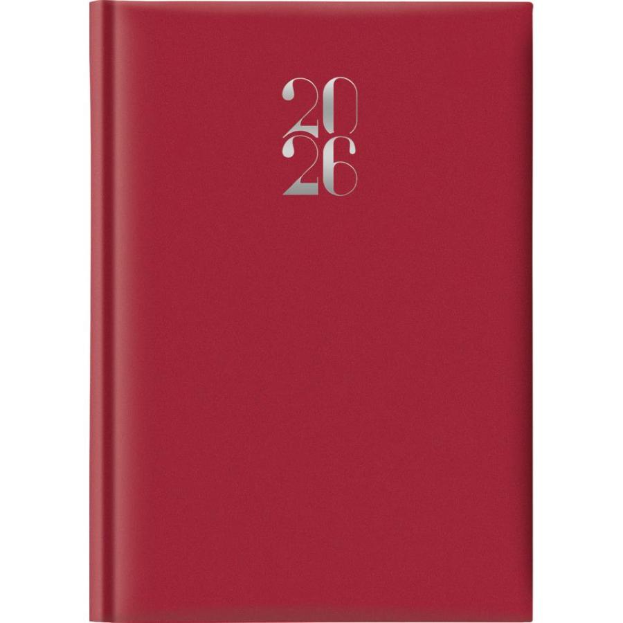 Agenda 2026 Giornaliera S/D separati 14,5x20,5 cm Gommato rosso